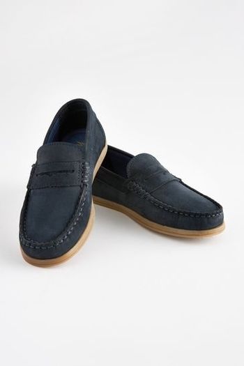 next leather navy loafers size UK 2