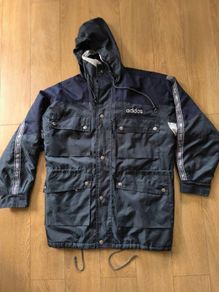 Adidas vintage jacket windbreaker training wear grey green navy XXL