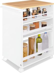 Kitchen Trolley Serving Trolley on Wheels with 3 Adjustable Levels, Worktop Kitchen - High-Quality FSC