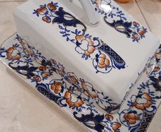 Ironstone Ware, Cheese/Butter Dish, Glazed,Signed , HandPainted,