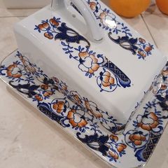 Ironstone Ware, Cheese/Butter Dish, Glazed,Signed , HandPainted,