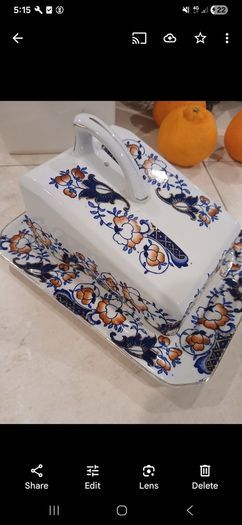Ironstone Ware, Cheese/Butter Dish, Glazed,Signed , HandPainted,