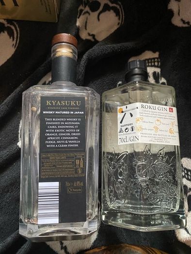 Kyasuku whisky Roku Japan Gin empty Bottles