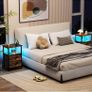 Bedside Table 2 with Charging Station, Side Table with LED Light Image 8