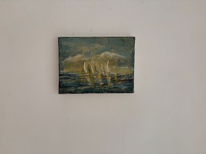 Original Bernie Keogh Oil Painting.  Galway Bay with White Sails (Small).