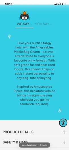 New JELLYCAT Amuseables Pickle Bag Charm