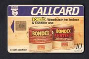 1993 Ireland 10 Unit Bondex wood varnish products (Gemplus GEM1) Call Card Used. Telecom Eireann card number 1047.