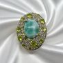 Larimar, Peridot & White Zircon Halo Ring (11.24 Ct) Image 2