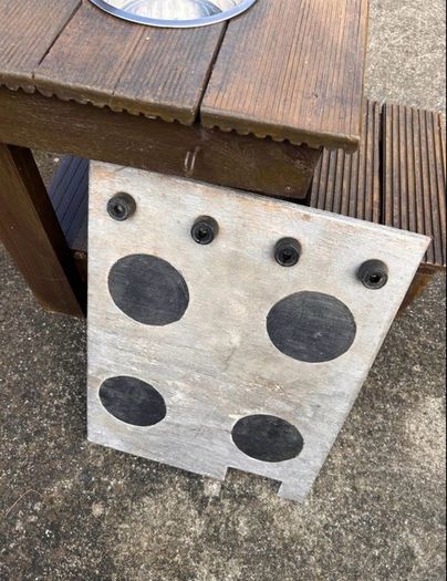 Hand made solid timber mud kitchen with stool with accessories