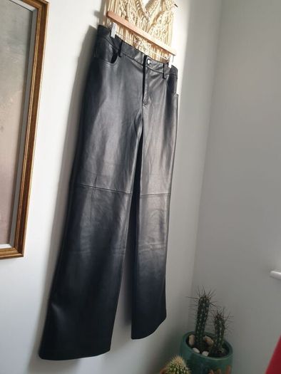 Mango faux leather trousers size uk 14