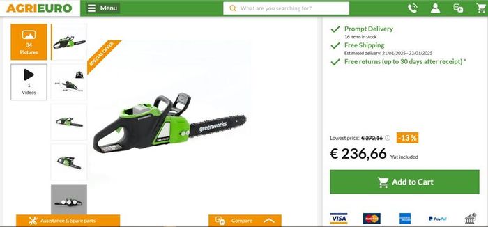 Greenworks Brushless  Chainsaw 48/24V