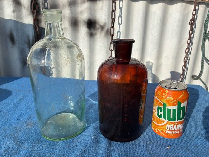 2 19th century chemists bottles