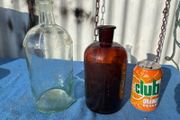 2 19th century chemists bottles