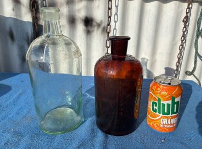 2 19th century chemists bottles