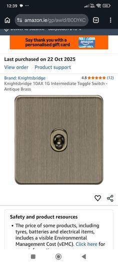 4 x antique brass one gang light switches