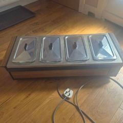 Electric 4-Pot Bain Marie Food Warmer Buffet Server with Glass Inserts