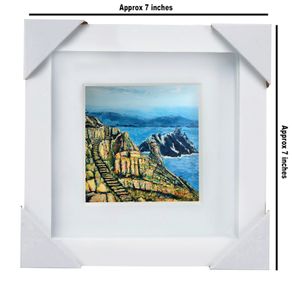 Skellig Michael, 4x4in framed print by artist Helen Mathews