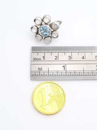 Vintage 925 Sterling Silver Moonstone Blue Topaz Earrings