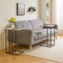 Set of 2 C Shaped End Table for Sofa, Bedside Table, Couch Table with Metal Frame for living Room, Bedroom, Balcony, White Faux Marble and Black Metal Frame Image 4