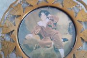 Vintage The Red Boy Print with Butterfly Design on Brass Frame