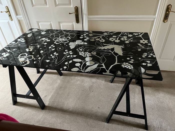 IKEA Desk Glass Trestle Table