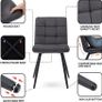 Set Of 2 x Cubana Fabric Upholstered Kitchen Dining Chair with Strong Black Metal Legs Living Room Bedroom Chair (Dark Grey, Fabric) Image 3