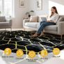 Geometric Rugs Living Room-160x230cm Extra Large Black Rug, Ultra Soft Fluffy Shaggy Rug for living room, Washable Anti Slip Area Rug Carpet Image 4