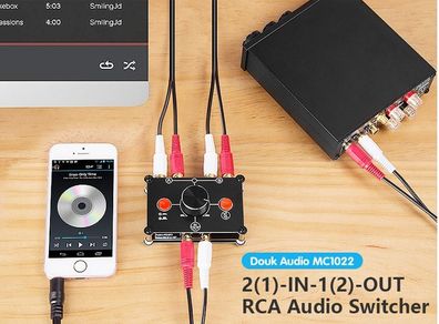 Nobsound Little Bear MC1022 Mini 2(1)-IN-1(2)-OUT RCA Stereo Audio Switcher Passive Selector Splitter Box (Black (RCA Version))