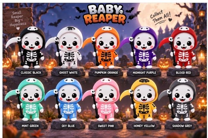 Baby Grim Reaper Figurine Cute Halloween Skeleton Decoration