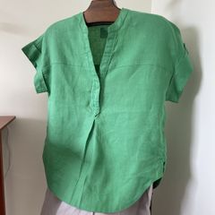 Green linen blouse Uk 8-12