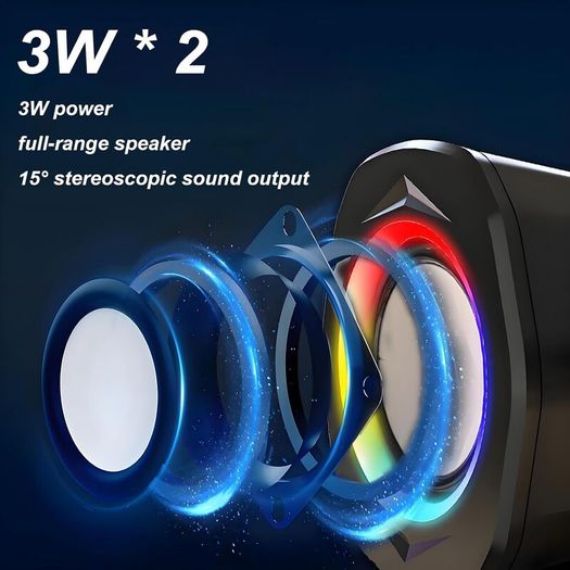 USB Wired Computer Speakers for Desktop PC  2.0 Wired Speaker for Monitor, Powered PC Speakers with 3.5mm JackBlack