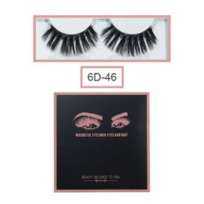 Magnetic Eyelashes with Magnetic Eyeliner and Tweezer - 3 Pair Set - Long Lashes - Size 6D-46