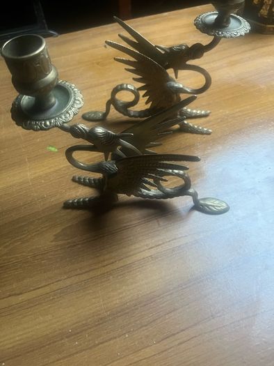 2 Antique solid brass  Dragon  candle sticks