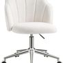 Chair for Dressing Table with Wheels, Boucle Desk Chair for Bedroom, Swivel Armchair for Home, Height Adjustable&Easy Assembly, White/Beige Image 2