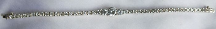 Vintage Sterling Silver 925 Tennis Bracelet  Cubic Zirconia Graduated Flexible Bangle Bracelet 16,7g