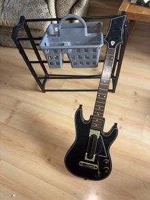 1 shoe rack, guitar(not working),plastic laundry baskets