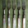 Vintage Mother Of Pearl Handle Cake Forks Image 4