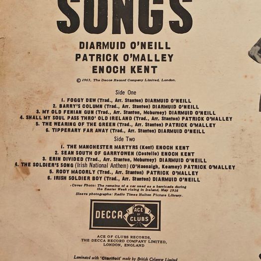 Diarmuid O'Neill, Patrick O'Malley, Enoch Kent ,  Irish Rebel Songs, Irish Folk on Lunar