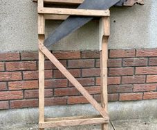 Vintage Pine wooden carpenter's saw Horse, To include two vintage . W. Tyzack, Son & Turner saws. Good Wexford provenance.