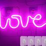 LOVE Pink Neon Light Pink Lamp LED Neon Sign with 4 Hooks, Pink Neon Light Sign for Bedroom Wall Decor Battery/USB Operated LED LOVE Sign Wedding Sign for Valentine's Day Girlfriend Gift (FREE POSTAGE) Image 2