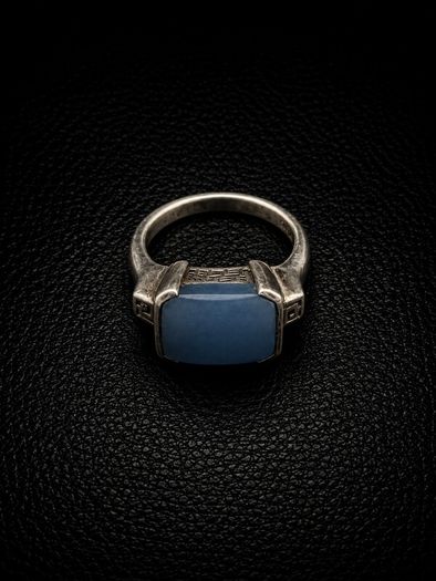 925 Vintage Sterling Silver & Blue Chalcedony Ring