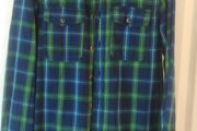 Benetton green blue check shirt 11 years