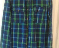 Benetton green blue check shirt 11 years