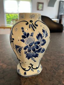 Hand-painted Delft vase made in Holland.