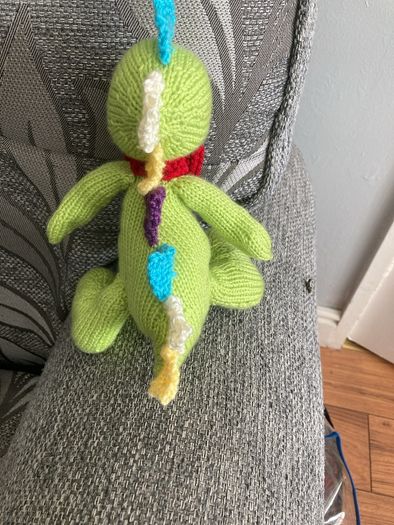 Hand knit dinasaur