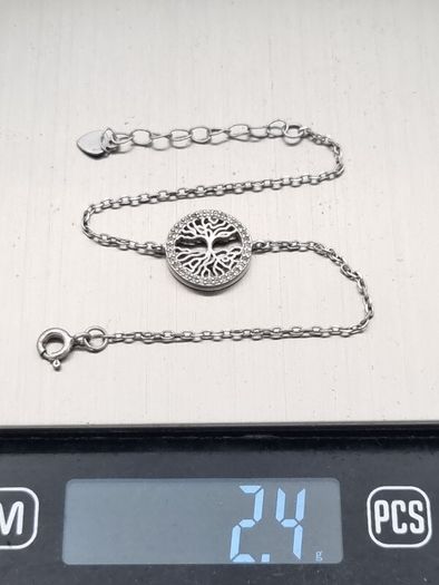 Vintage 925 Sterling Silver & CZ Tree of Life Bracelet