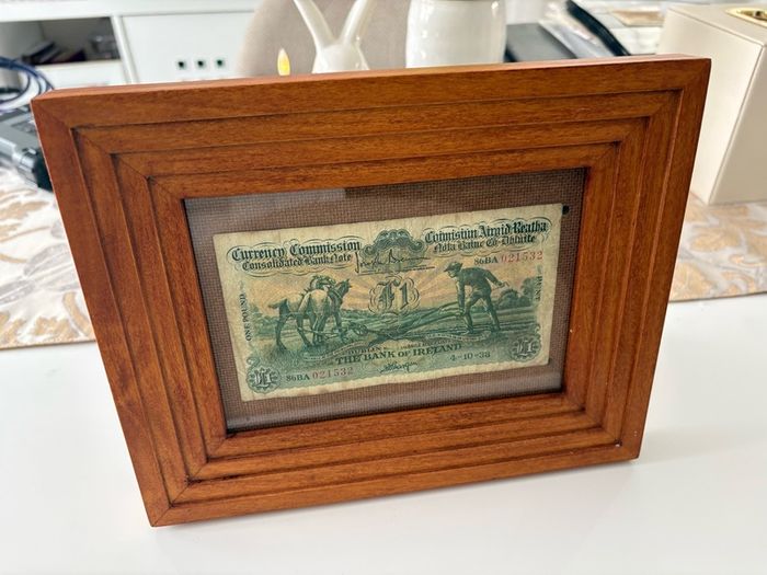 RARE 1938 Irish Ploughman One Pound Banknote Ireland 1 pound Note Scarce Bank Of Ireland