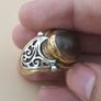 Natural Sulemani Eye Agate Gemstone Ring Antique Brass Silver Design# 169 Image 2