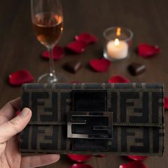 Authentic Vintage Fendi Zucca Monogram Continental Wallet Y2K Icon