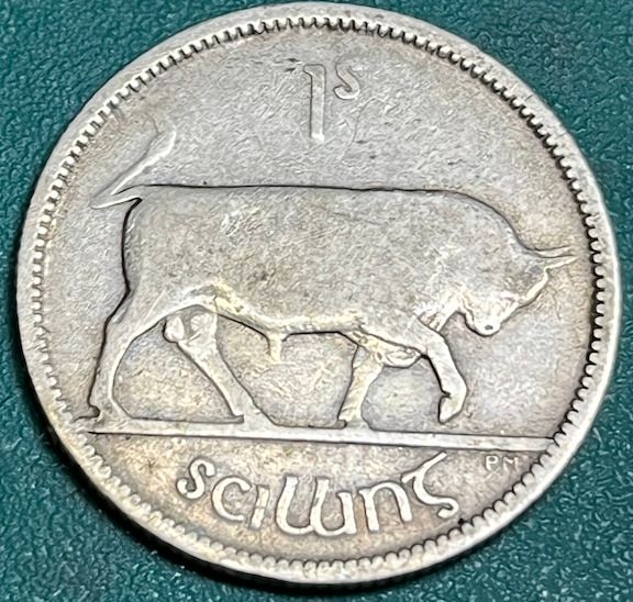 1928 Irish Free State Shilling & Farthing High-Grade EF/AU Rare Detail